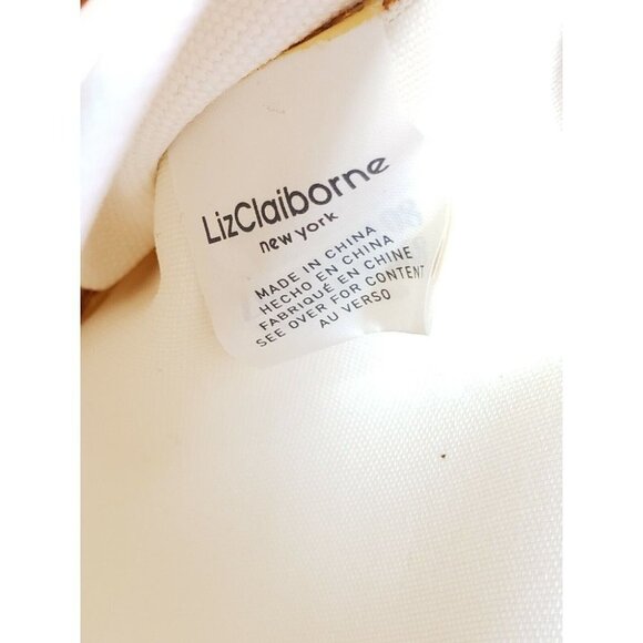 Liz Claiborne New York Pop Tote Large Cream Peach Trim Coin Purse Shoulder Bag - Picture 9 of 12